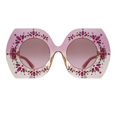 Pre-owned Dolce & Gabbana Limited Edition Crystal Sunglasses Pink Green Dg 4315 12740