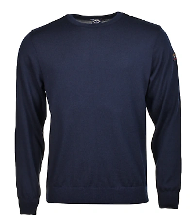 Pre-owned Paul & Shark Merino Wool Crew Neck Jumper Navy In Blue