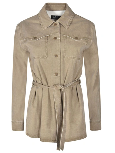 Apc Joann Belted Jacket In Taupe