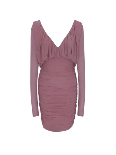 Saint Laurent Short Draped Dress In Jersey In Blush