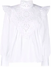 Chloé High-neck Broderie Anglaise Blouse In White