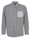 E.l.v Denim E.l.v. Denim Contrast Striped Cotton Shirt In Black