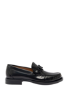 Ferragamo Leather Loafers With Round Toe And Sole In Black