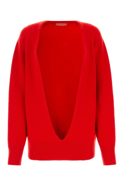 The Row Chevro Cashmere Reversible Top In Red