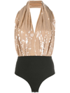 16arlington Vesper Sequin-embellished Bodysuit In Neutrals