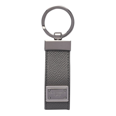 Dolce & Gabbana Logo Plaque Keyring In Grey