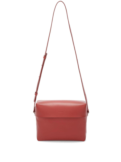 Jil Sander Square Leather Shoulder Bag In Red