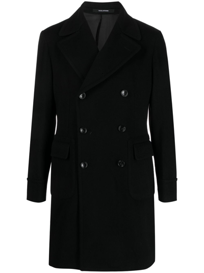 Tagliatore Virgin-wool Double-breasted Coat In Black