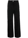 Patou Cotton High Waist Wide Leg Trousers In Black