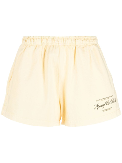 SPORTY AND RICH LOGO-PRINT COTTON MINI SHORTS