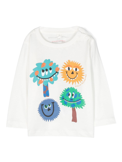 Stella Mccartney Babies' Monster Face 印花棉t恤 In White