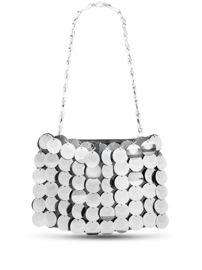 Rabanne Small Sparkle Hobo Bag In Silver