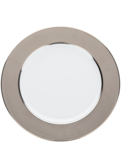 Christofle Platinum Porcelain Charger In Silver