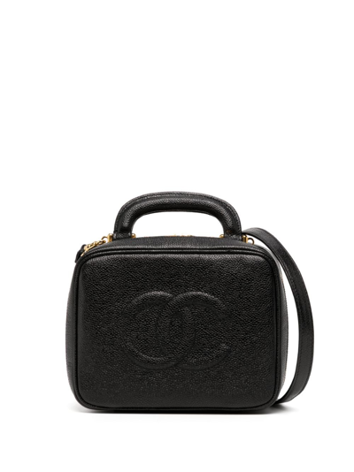 Pre-owned Chanel 1997 Cc Stitch Vanity Two-way Bag In Black