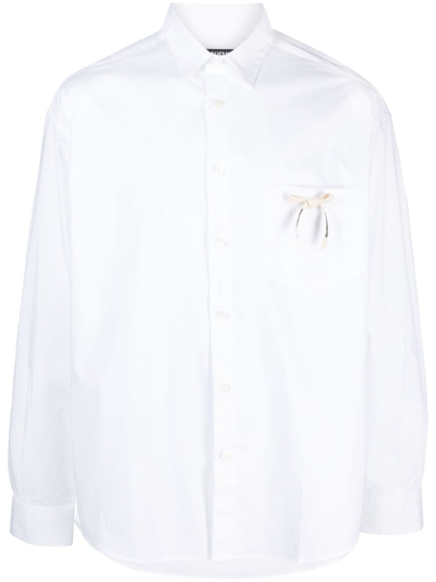 Jacquemus Bow-detail Long-sleeve Cotton Shirt In White