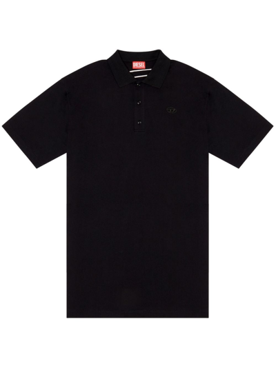 Diesel Oval D Organic Cotton Polo Shirt In Black
