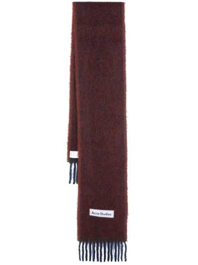 Acne Studios Brushed-effect Frayed-edge Scarf In Blue