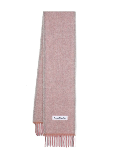 Acne Studios Brushed-effect Frayed-edge Scarf In Pink