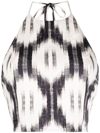 Alice And Olivia Ash Ikat-pattern Halterneck Tank Top In White