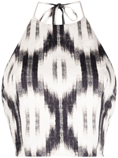 Alice And Olivia Ash Ikat-pattern Halterneck Tank Top In Purple