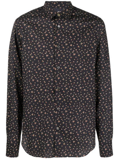 Paul Smith Abstract-print Cotton Shirt In Black