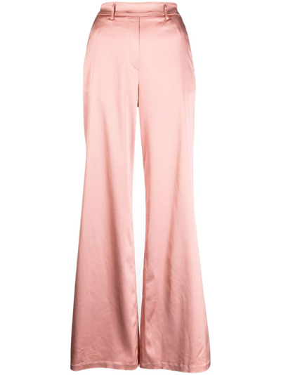 Forte Forte Satin-finish Wide-leg Trousers In Pink