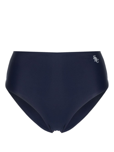 Sporty And Rich Logo-print Bikini Bottoms In Blue