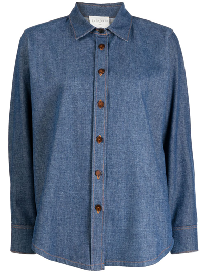 Forte Forte Spread-collar Chambray Shirt In Blue