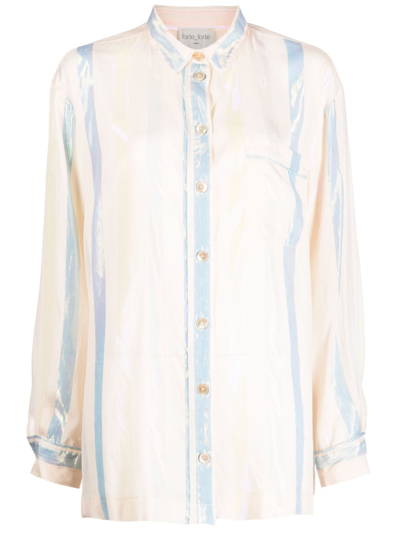 Forte Forte Satin-finish Striped Shirt In Neutrals