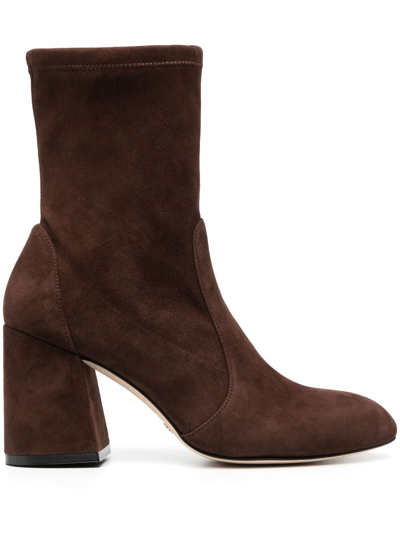 Stuart Weitzman Suede 60mm Ankle Boots In Brown