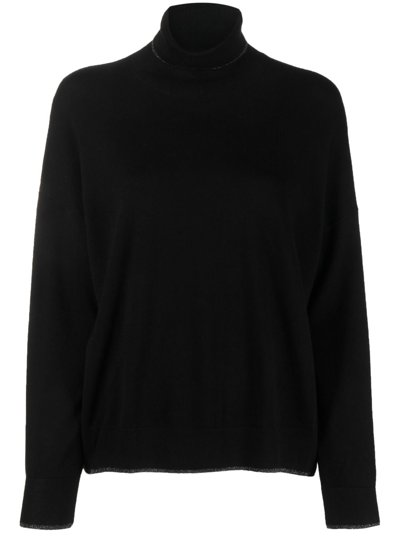 Liu •jo Metallic-threading Knitted Jumper In Negro