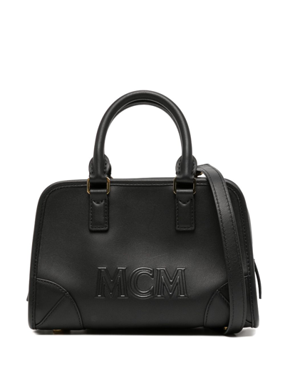 Mcm Mini Aren Logo-embossed Bag In Black