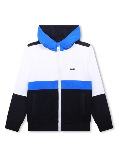 Bosswear Boss Kidswear Colour-block Zip-up Hoodie (4-16 Years) In Blue