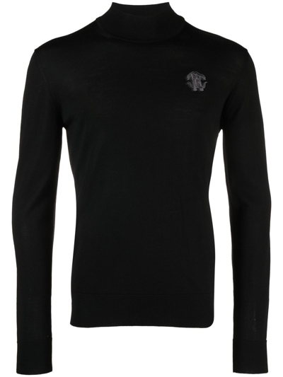 Roberto Cavalli Mock-neck Wool Jumper In Black