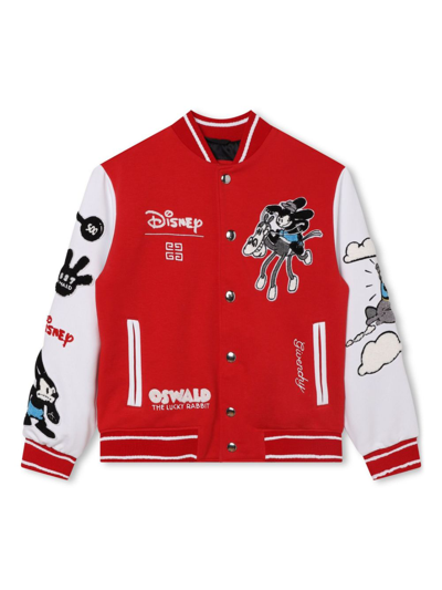 Givenchy Kids' Red Bomber For Boy With Osvald And Logo