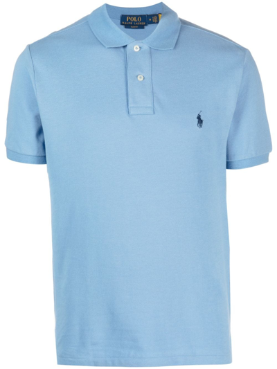 Polo Ralph Lauren Logo-embroidered Cotton Polo Shirt In Blue
