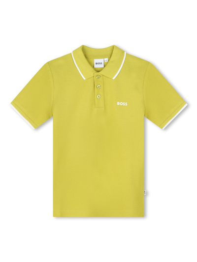 Bosswear Kids' Logo-print Cotton Polo Shirt In Yellow