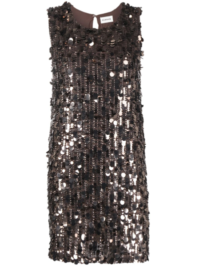 P.a.r.o.s.h Sequinned Sleeveless Minidress In Brown