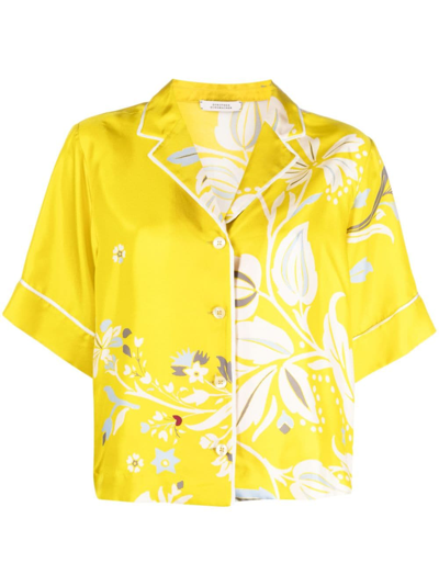 Dorothee Schumacher Floral-print Buttoned Silk Shirt In Yellow