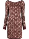 Marine Serre Moon Diamant Jacquard Wool-blend Minidress In Red