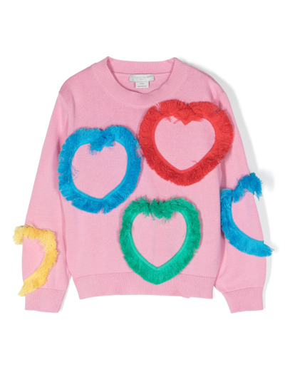 Stella Mccartney Kids' Heart-motif Cotton Jumper In Pink