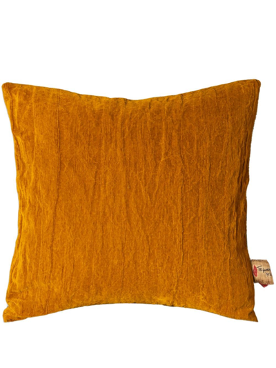The House Of Lyria Lonicera Velvet Cushion In Yellow