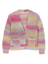 Stella Mccartney Space Stripe-pattern Waffle-knit Cardigan In Pink