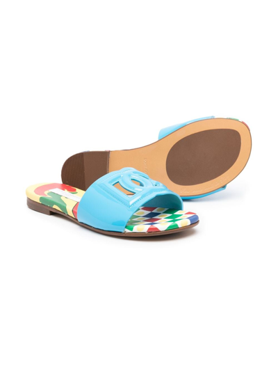 Dolce & Gabbana Girl's Carretto Patent Leather Slides, Toddlers/kids In Blue