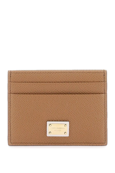 Dolce & Gabbana Dauphine Calfskin Card Holder In Brown