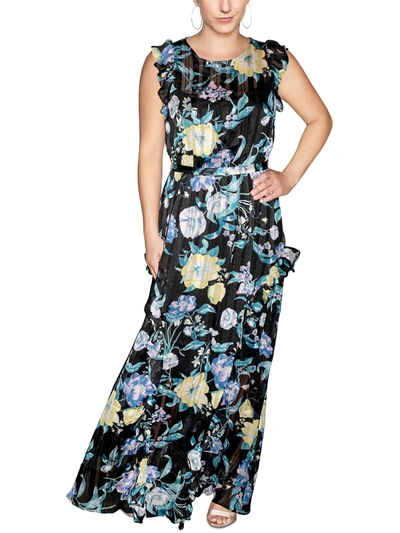 Rachel Rachel Roy Womens Floral Ruffled Maxi Dress In Black