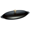 Staub Cast Iron Covered Fish Pan In Black