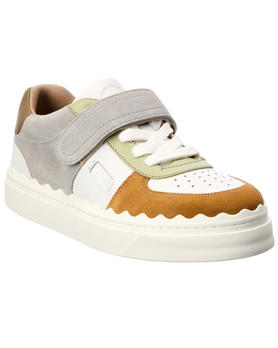 Chloé Lauren Leather And Suede Sneakers In White