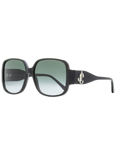Jimmy Choo Women's Square Sunglasses Tara/s Dxf9o Black/silver/glitter 59mm