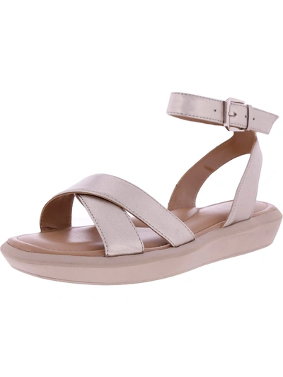 Naturalizer Jamila Womens Faux Leather Ankle Strap Wedge Sandals In Beige